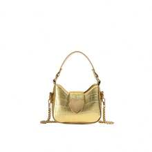 1pc Casual Girl PU Leather Shoulder Handbag, Mini Solid Color Heart Crocodile Embossed Material Shoulder Bag - A - View 12