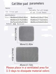 1 pieza Alfombra de arena para gatos de doble capa de EVA, antideslizante, fácil de limpiar, resistente a arañazos, lavable, cómoda, evita que se disperse y salpique la arena - Gris - Ver 4