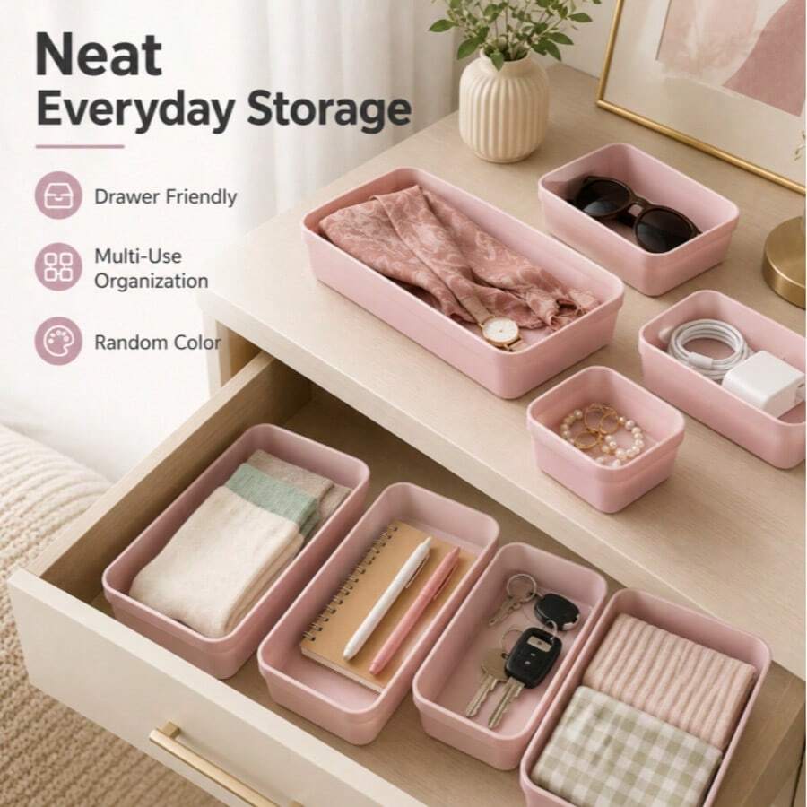 Drawer Storage Box Divider Extendable Organizing Box Built-In Divider Dressing Table Cosmetics Lipstick Classification Compartment - A - View 1