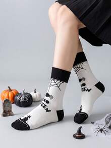 5 Pairs/1 Random Pair Halloween Essential Comfortable Versatile Mid-Calf Socks, Halloween Pumpkin Socks, Couple Mid-Calf Socks, Fun Sports Socks - Multicolor - View 8