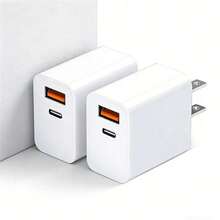 20W Dual Port Fast Charger Set, USB-A And USB-C Wall Charger Adapter, With 3.3ft USB-A To Lightning Fast Charging Cable, Compatible With IPhone All Series - White - View 10