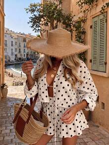 Roviva Women's Autumn/Spring New Bohemian Vintage Striped 2 Pieces Set, Button Striped Shirt + Striped Short Skirt, Suitable For Beach, Party, Outdoor Street Photography, Daily Wear, Dating, Back To School Season, Teacher's Day, Commuting, Office, Casual Vacation, Music Festival - White - View 8