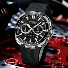 CURREN Men's Watch Luxury Sports Quartz Chronograph Waterproof Silicone Strap Luminous Automatic Date Wristwatch - Multicolor - View 6