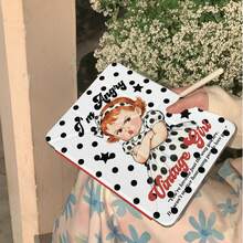 Casing Pelindung Tablet Motif Polkadot Vintage Gadis Kecil Marah, Bagian Belakang Transparan dengan Slot Pena, Pelindung Tablet Anti Jatuh, Casing Pelindung Tablet Kartun Lucu dengan Stand Multi-Sudut, Kompatibel dengan Apple Generasi ke-11 (A16), Minimalis Generasi ke-10/Air 8 Tahan Lama 2026 New Pro 11 Fashion Mini 7/Air 7/6/11/13 Inch, Cocok untuk Kerja, Perjalanan, Harian, dan Berbagai Skenario - Putih - View 3