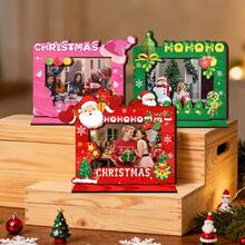 Cute Wooden Santa Claus & Snowman Photo Frame Desktop Decor, Merry Christmas Wooden Photo Holder Ornament, Rustic Style Vertical Photo Frame, Suitable For Home Fireplace Mantel Winter Holiday Party Family Gift - A - View 5