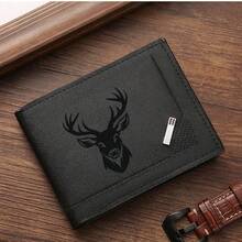 Deer Head Silhouette Print Men's Bifold Wallet PU Leather Short Wallet With Card Slots,Wallets For Man - Multicolor - View 13