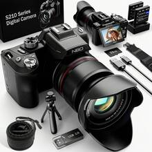 NBD 5K&64MP Digital Cameras For Photography, 16X Optical Zoom Camera With WiFi & App Control, Vlogging Camera With 180°Flipable 3-Inch Screen, Auto Focus,Bag,2 Batteries,Camera Strap&32GB Card - Black - View 2