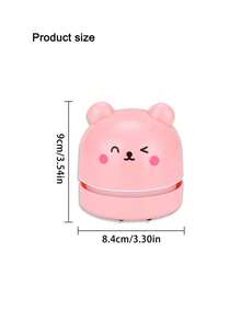 Cute Cartoon Mini Desktop Vacuum Cleaner, Portable Table Dust Sweeper With Nylon Brush, Small Debris Eraser Vacuum For Pencil Shavings, Keyboard, Office & School Study Use - View 8