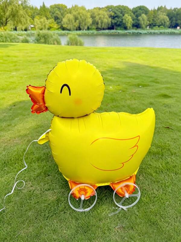 1/2pcs 20.3 Inch 4D Inflatable Aluminum Foil Yellow Duck Balloon, Cute Duck Design, Suitable For Birthday, New Year, Baby Shower, Wedding, Valentine's Day, Children's Day Celebration Decoration