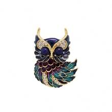 1pc Cute Enamel Painted Owl Brooch, High-End Animal Lapel Pin For Men And Women, Elegant Suit Coat Accessory, Versatile Fashionable Brooch, Couple Owl Brooch - Multicolor - View 6