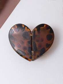 1 Pair Women's New Leopard Print Heart Magnetic Hair Claw Clips, Women's Hair Accessories, Vintage Style, Detachable Hair Clips, For Half-Up Hairstyles - Multicolor - View 9