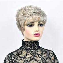 Premium Human Hair Short Pixie Cut Wig For Women, Layered Short Pixie With Bangs, No Lace No Glue Fully Machine Woven, Soft Rose Mesh Cap, Suitable For Daily Summer New Style Fashion 4/27 Highlighted Human Hair Wig - Multicolor - View 9