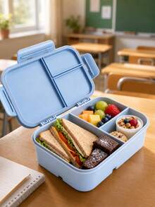 1pc Customized Name Bento Box 3-Compartment Lunch Box With Fork And Spoon Leak-Proof Back To School Children Teenager Student Birthday Gift - Multi-color Style 2 - View 3