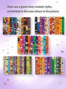 1/10pcs Halloween Slap Bracelets, Halloween Party Small Gifts, School Classroom Rewards, Halloween Candy Bag Gifts Toys, Halloween Slap Bracelets, Halloween Gifts, Halloween Decorations - Multiple Styles - View 8