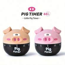 1pc Cartoon Pig Kitchen Timer, Cute Mechanical Cooking Countdown Timer, Battery-Free, Manual Egg Timer, Suitable For Baking, Cooking, Meal Prep And Learning, Portable Kitchen Gadget, Kitchen Countertop, Desk Decoration, Housewarming Gift - Multicolor - View 6