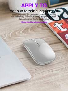 Mejora tu experiencia informática con un ratón inalámbrico recargable - Ratón óptico silencioso de 2.4GHz, adecuado para portátiles - Plateado - Ver 3