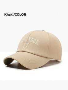1pc Baseball Cap, High-Density Polyester Fiber Material, Available In Classic Beige And Navy Blue Solid Colors. Minimalist Luxury Style, 6-Panel Curved Brim, With 3D Embossed Texture, Sweat-Absorbing Headband, Metal Buckle Adjustable Head Circumference, Sun Protection And Windproof, Suitable For Commuting, Travel, Daily Wear, All Seasons - Multicolor - View 11
