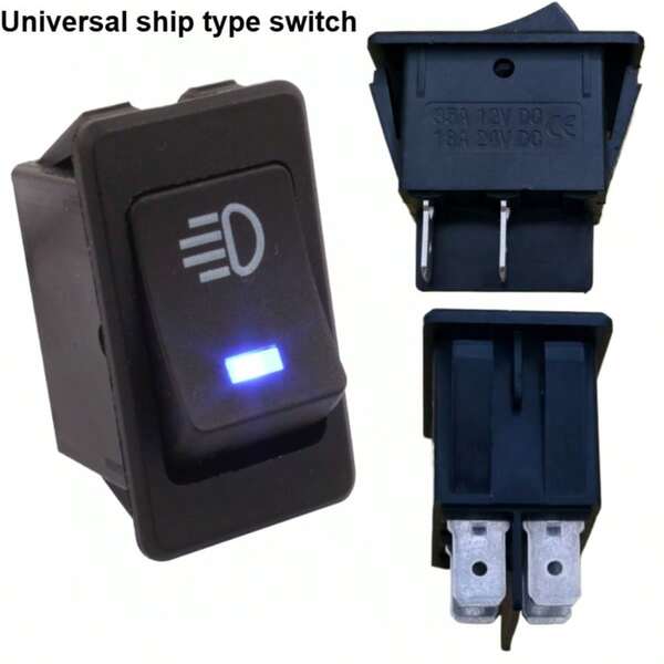 TRTY 1pc Universal Car Fog Light Switch, Rocker Switch, Headlight Replacement Switch, DIY Modification Multi-Purpose Scenario Use, Compatible With DC 12V 35A, DC 24V 18A Switch, Signal Indicator Light (Blue/Red), Suitable For Cars, Trucks, Farm Vehicles, Off-Road Vehicles, Boat Switch Accessories