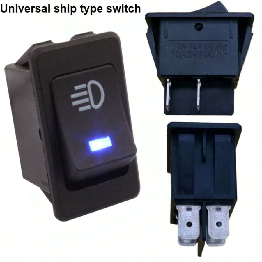 TRTY 1pc Universal Car Fog Light Switch, Rocker Switch, Headlight Replacement Switch, DIY Modification Multi-Purpose Scenario Use, Compatible With DC 12V 35A, DC 24V 18A Switch, Signal Indicator Light (Blue/Red), Suitable For Cars, Trucks, Farm Vehicles, Off-Road Vehicles, Boat Switch Accessories