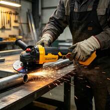 SuperPan 125mm Rechargeable Cordless Brushless Angle Grinder + Grinding Disc Set, 6.0Ah Large Capacity Battery, Metal Grinding & Polishing All-In-One Machine, Home / Auto Repair / Woodworking Multi-Function Grinder, Battery And Power Adapter Not Included (Bare Tool) - Yellow - View 2