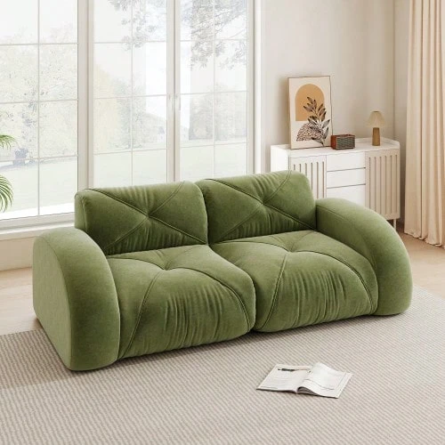 Frameless Sofa, Modular 2-Seater Sofa, 32D High-Density Foam, Suitable For Living Room - Green - View 1