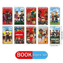 Roblox 10件組 10款像素遊戲便條筆記本套裝，學校辦公禮盒、派對小禮、生日禮物、禮品袋填充物、房間裝飾 - Roblo 男孩 筆記本 - 查看 6