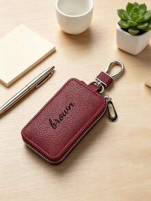 Custom Text Logo Car Key Pouch Unisex Car Key Storage Bag Creative Fashion Minimalist Waist Hanging Keychain - Multicolor 2 - View 3