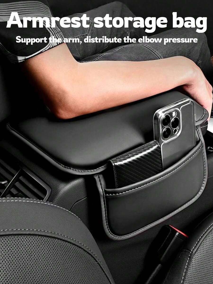 Car Armrest Box, Car Armrest Pad, Car Center Console Storage Box, Ergonomic Armrest Box. It Can Improve Driving And Riding Comfort, Has A Wear-Resistant And Easy-To-Clean Surface, Suitable For Most Car Models. Ideal Holiday Gift. - A - View 1