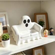 1 Peça Bandeja de Armazenamento em Formato de Sofá de Fantasma de Halloween, Design Criativo e Fofo de Rosto de Fantasma, Textura Branca Fosca, Pode Armazenar Anéis, Brincos, Elásticos de Cabelo e Outros Pequenos Acessórios, Decoração de Mesa com Atmosfera de Halloween, Decoração Macia Criativa para Penteadeira e Escrivaninha - Multicolorido - Visão 8