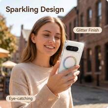 Compatible With Google 11 Pro XL 10 Pro XL 9 Pro XL, Pixel 10a/9a 11/11 Pro 10/10 Pro 9/9 Pro Phone Case, Glitter Transparent, Star Colorful Ring Supports Wireless Charging, PC+TPU - Star Magnetic - View 5
