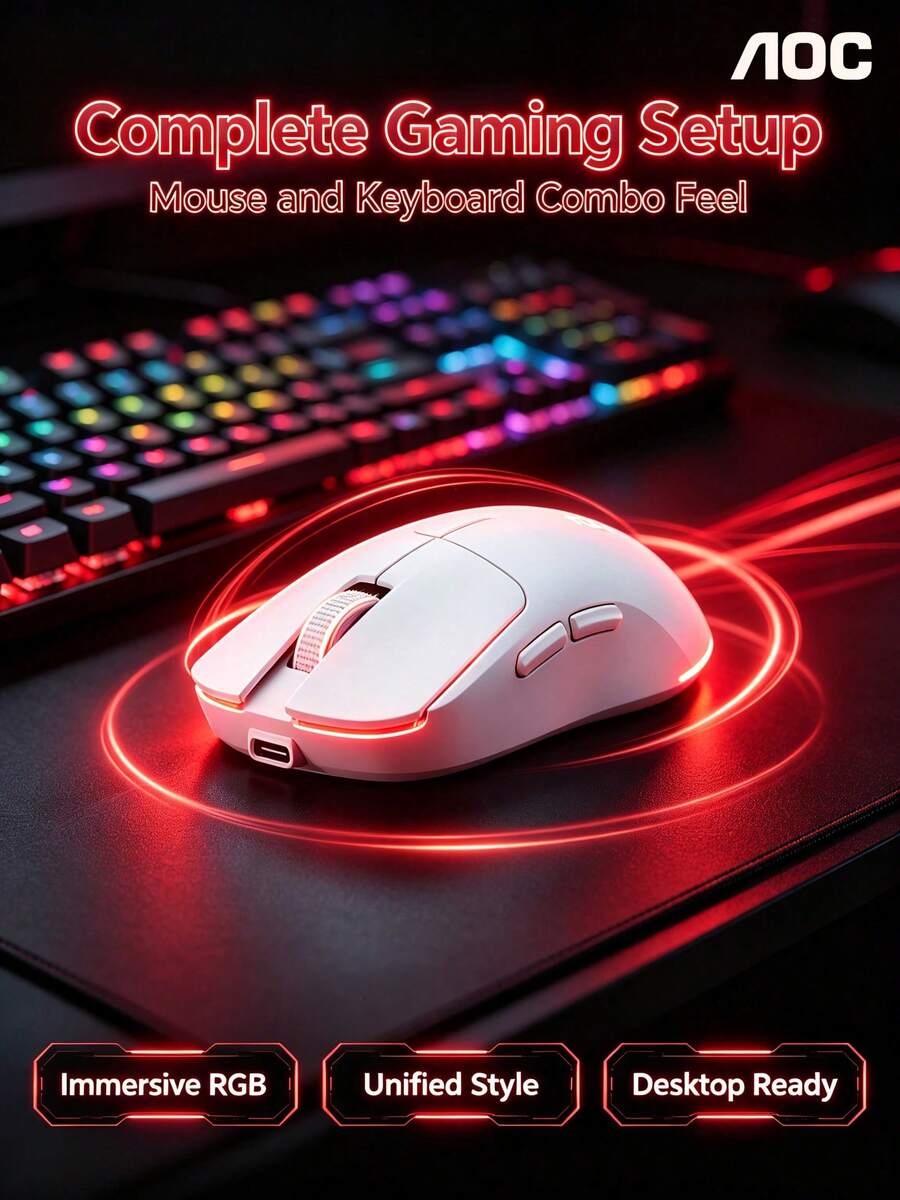 AOC Tri-Mode Wireless Gaming Mouse, 6-Level Adjustable DPI, Lightweight Esports Mouse For PC, Laptop, And Office Peripherals - View 1