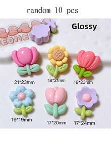 10pcs Mixed Flower Decorative Accessories For DIY Crafts, Stationery, Phone Cases, Keychains, Cups, Hollow Out Clogs, Fridge Magnets (Not Stickers) - Multicolor - View 13