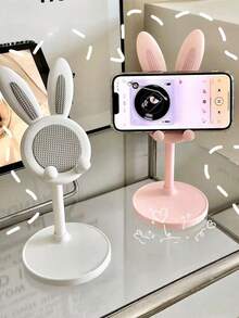 2pcs/1pc Cartoon Rabbit Adjustable Desk Phone/Tablet Stand, Extendable Desktop Holder For Home, Back To School, Bedroom, Living Room, Teacher's Day Gift, Halloween Christmas - New Model - View 4