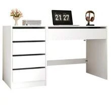 120*50*78–92 Cm, Height-Adjustable Desk With 4 Drawers – White Dressing Table And Computer Desk In One, With Manual Height Adjustment And Hidden Storage, Desk, Dressing Table - 白色 - 查看 1