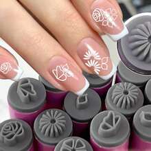 Caneta de Carimbo para Arte de Unhas, Universal para Casa, Salão de Unhas, Salão de Massagem nos Pés, Ponta de Silicone Substituível, Modelo Floral Borboleta em Formato de Coração, Arte de Unhas DIY, Adequado para Iniciantes - Multicolorido - Visão 4