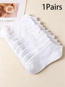 10/30/50 Pairs Men's Solid Color Sweat-Absorbent Casual Low-Cut Boat Socks1/5/15/20Pairs - White - View 5