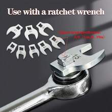 8pcs Interchangeable Open End Wrench Set, Includes Replaceable Open End Wrench Heads, 3/8" Dual-Purpose Wrench Heads, Angle Wrench, Adjustable Wrench Set With Interchangeable Heads, 3/8" Interchangeable Head Crowfoot Wrench, Adjustable Open End Head, Quick Ratchet L-Shaped Ratchet Wrench - A - View 2