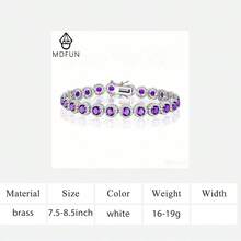 MDFUN 18K White Gold Sparkling Halo Amethyst Chain Bracelet, Exaggerated Style Jewelry For Wedding And Party - White-purple - View 10