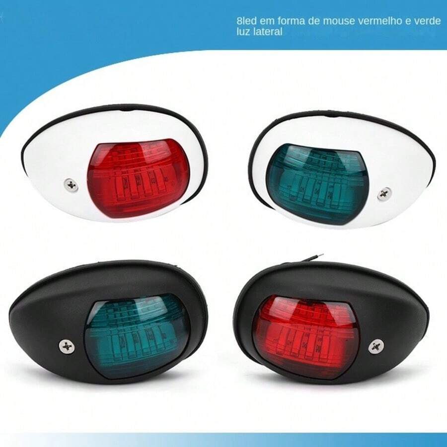 Luzes de navegação marítima, LED vermelho e verde, montadas verticalmente, adequadas para proa e po, à prova d'água IP66, apropriadas para barcos de pontão, barcos de pesca e pequenas embarcações de fundo chato. - Preto - Visão 1