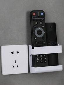 1/2件裝壁掛式遙控器收納盒，手機充電支架，封閉式收納架，免鑽孔遙控器插座收納盒，遙控器盒，手機架，適用於臥室、浴室、客廳、廚房、辦公室收納 - 查看 4