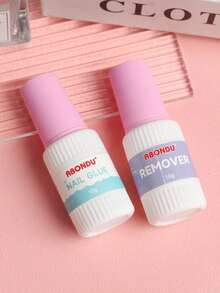 2pcs 10g Nail Glue & Remover Kit,Quick Drying Nail Tip Adhesive Strong Fake Press On Nail Adhesive With Gentle Glue Remover,Brush On Design False Acrylic Nails, At-Home Manicure & Nail Salon Use - 10g - View 7
