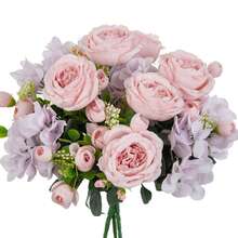 1/3 pièces Fleurs de pivoine artificielles et boules brodées, convient pour mariage, fête de vacances, décoration de la maison, restaurant, chambre à coucher, décoration de vase, décoration d'automne, cadeau de la Saint-Valentin, DIY du Nouvel An, cadeau de remise des diplômes, rentrée scolaire, Halloween et plus - Prune - Voir 4