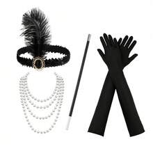 1/4/5pcs 1920s Vintage Women's Fashion Outfit Set, Women's Party Dress, Beautiful Goddess Costume, Halloween Costume, Carnival - Multicolor - View 7