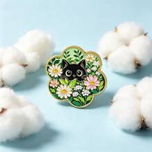 Cute Black Cat Floral Lapel Enamel Pins And Brooches Badge Pins For Backpacks Bags Backpack Cool Decoration Friend For Gifts - Multicolor - View 8