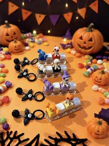 1pc Halloween Keychain Cute Skull Candy Pendant Backpack Charm Portable Finger Spinner Stress Relief Toy Keychain, Suitable For Party Favor Bag Fillers, Holiday Gift Bag Accessories - Multicolor - View 5