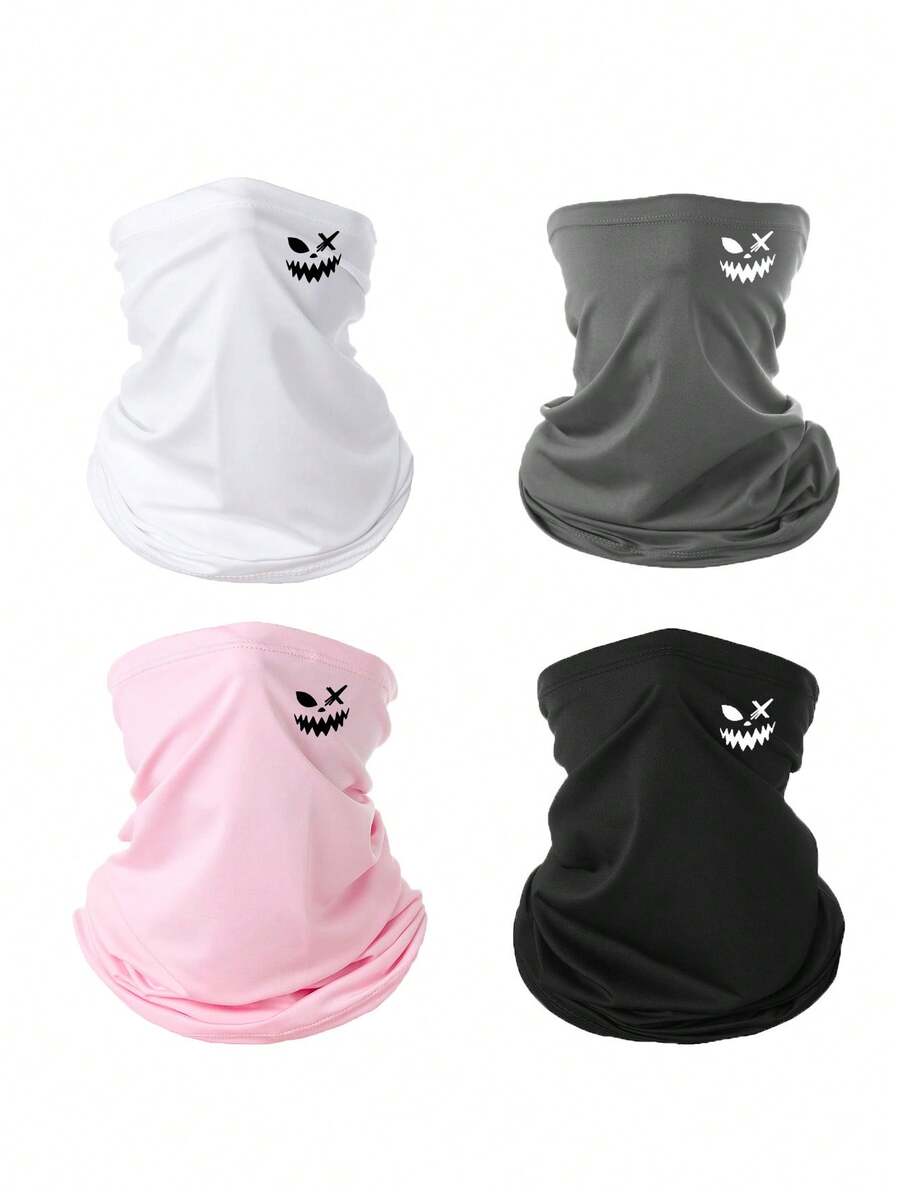 Balaclava Unissex Multicolorida com Estampa de Letra "Smile" Estilo Graffiti Punk, Máscara Facial Completa, Adequada para Ciclismo, Esqui, Caminhada, Pesca e Outros Esportes ao Ar Livre, À Prova de Vento, Melhor Presente de Natal e Halloween - Multicolorido 1 - Visão 1