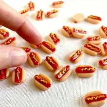 10pcs Mini Resin Hot Dog Decorations - Suitable For Dollhouse Food Decor, Fairy Garden, Miniature Landscape And Handicrafts, Colorful, No Power Needed, Exquisite Design Durable Small Model - Multiple Styles - View 2
