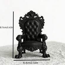 Luxury Throne Model - Gothic Style - Dark Brown/Black With Gold Accents - Sturdy Base - Suitable For Desktop, Game Room, Office, And Home Theater Decoration - Medieval Style King/Queen Chair - Collectible Figure Display - A Highlight For Home Decor - Black - View 6