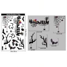 Static Cling Halloween Window Stickers, Spider Web & Bat Window Clings, Reusable Removable Halloween Window Decals For Home, Shop Window Display, Haunted House Decorations, Party Decor - Multiple Styles - View 13