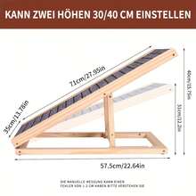 Adjustable Wooden Pet Ramp, Ideal For Medium-Sized Dogs. Portable Folding Ladder With A Striped, Non-Slip Polyester Surface For Accessing Beds And Cars. Includes Two Height Settings And A Non-Slip Ramp. - Pet Supplies. - 28.74" * 13.39" - View 9